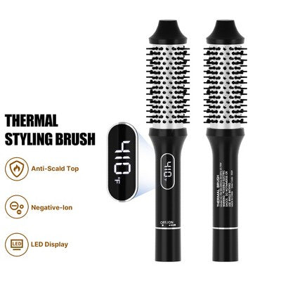 NICEBAY Heated Thermal Brush, Electric Curling Brush & Round Brush Styler with Anti-Scald Nylon Bristles - Imperfect Box This is Beauty US