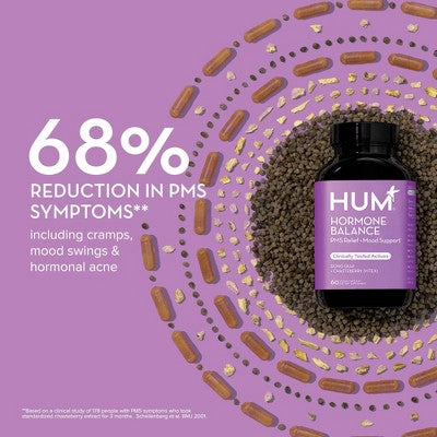 HUM Nutrition Hormone Balance for PMS Relief & Mood Support Vegan Capsules 60ct - New This is Beauty US