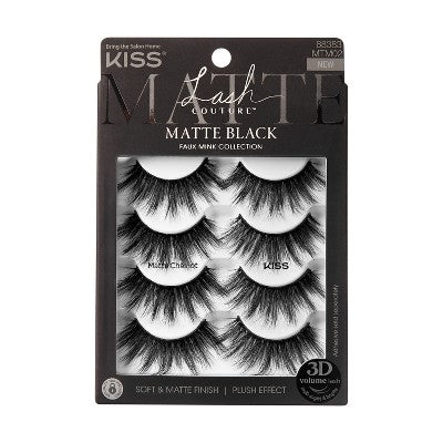 KISS Products Lash Couture Matte Black False Eyelashes Matte Cheviot 8ct - New This is Beauty US