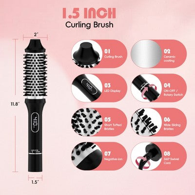 NICEBAY Heated Thermal Brush, Electric Curling Brush & Round Brush Styler with Anti-Scald Nylon Bristles - Imperfect Box This is Beauty US