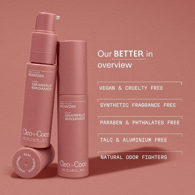 cleo+coco. Body and Hair Antiperspirants and Deodorant Powder Grapefruit Bergamot 0.88oz - New This is Beauty US