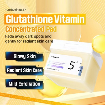 numbuzin No.5+ Glutathione Vitamin Concentrated Toner Pads 70ct - New This is Beauty US