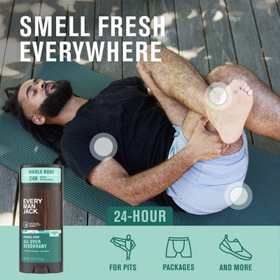 Every Man Jack All Over Solid Deodorant Coastal Surf 2.6oz - New This is Beauty US