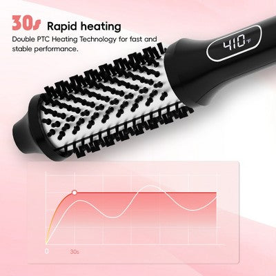 NICEBAY Heated Thermal Brush, Electric Curling Brush & Round Brush Styler with Anti-Scald Nylon Bristles - Imperfect Box This is Beauty US