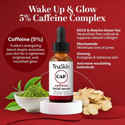 TruSkin Caffeine Facial Serum with Matcha Green Tea and Ginseng 1 fl oz - New This is Beauty US