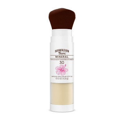 Hawaiian Tropic Mineral Skin Nourishing Sunscreen Powder Brush SPF 30 0.15oz - Imperfect Box This is Beauty US