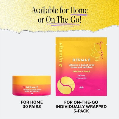 derma e Vitamin C Bright Eyes Hydro Gel Patches 60ct - New This is Beauty US