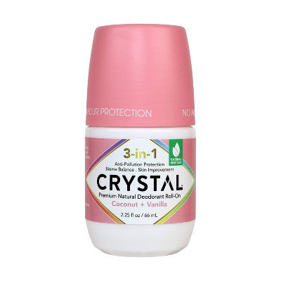 Crystal 3-in-1 Natural Mineral Roll-On Deodorant Coconut + Vanilla 2.25 fl oz - New This is Beauty US