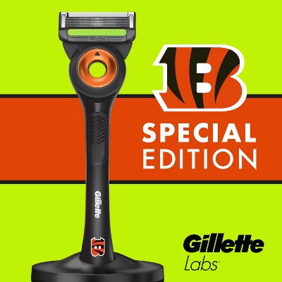 Gillette Labs Mens Special NFL Bengals Edition Shaving Razor with 4 Refills and Magnetic Stand - New This is Beauty US