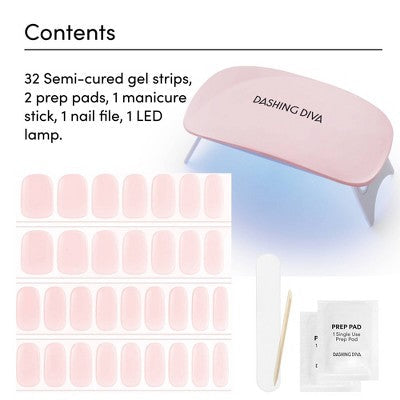 Dashing Diva Glaze Semi-Cured Gel Nail Polish Strips Starter Kit Powder Pink 32ct - New This is Beauty US