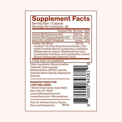 Love Wellness Healthy Hair Probiotics for Fuller and Shinier Hair 30ct - New This is Beauty US