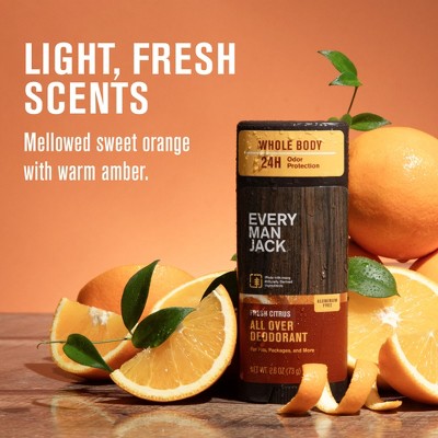 Every Man Jack All Over Solid Deodorant Fresh Citrus 2.6oz - New This is Beauty US