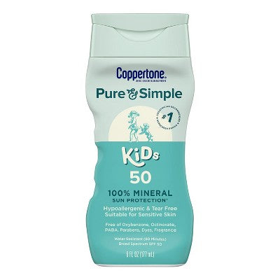 Coppertone Pure and Simple Kids Mineral Sunscreen Lotion SPF 50 6 fl oz - Imperfect Container This is Beauty US