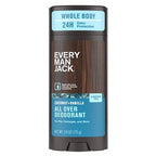 Every Man Jack All Over Solid Deodorant Coconut + Vanilla 2.6oz - New This is Beauty US