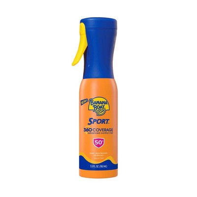 Banana Boat Sport 360 Coverage Advanced Control Mist Sunscreen Sprayer SPF 50 5.5 fl oz - Imperfect Container This is Beauty US