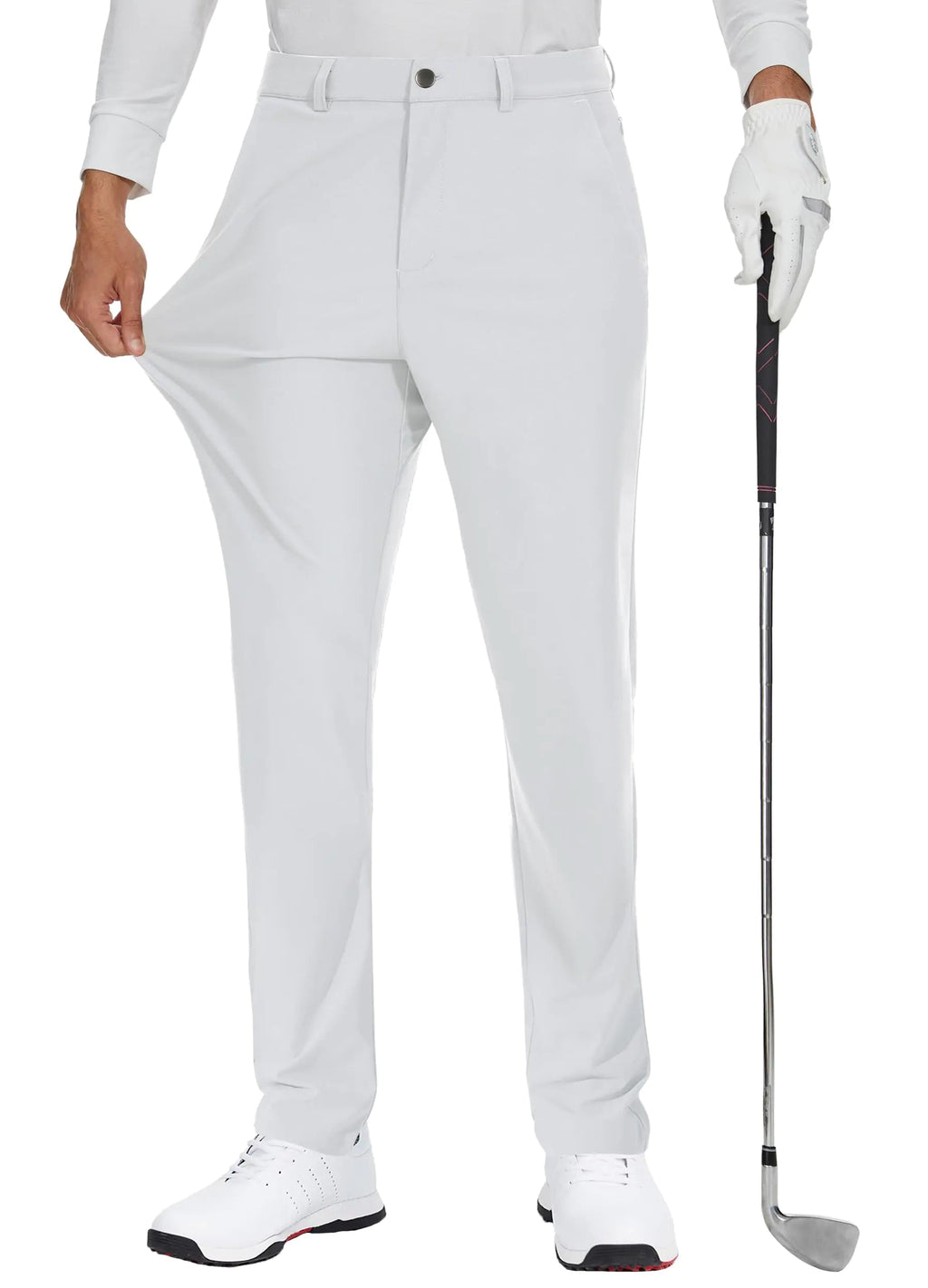 JWM Mens Golf Dress Pant Stretch - 34" Work Business Casual Comfy Trousers Slacks Quick Dry Lightweight with 5 Pockets White Lootquake LLC