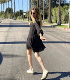 Gaia Black Mini Dress | Puffed Sleeves | Tiered Ruffles