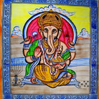 Ganesha Pastel Lotus Tapestry With Tassels Wall Double BandsCo Straps