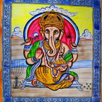 Ganesha Pastel Lotus Tapestry With Tassels Wall Double BandsCo Straps