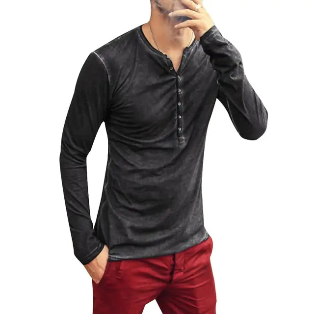 Tee Shirt V-Neck Long Sleeve Pi-Mart