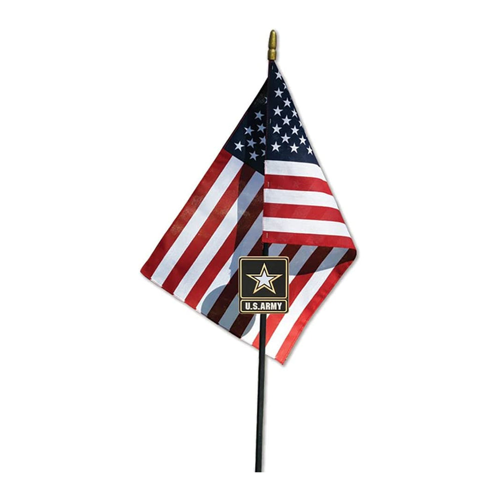 Go Army Veteran Grave Marker With 30 Inch Tall American Cemetery Flag, Officially Licensed Military Seal. The Military Gift Store