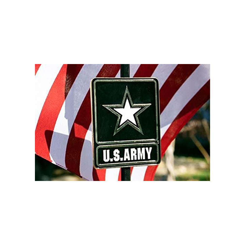 Go Army Veteran Grave Marker With 30 Inch Tall American Cemetery Flag, Officially Licensed Military Seal. The Military Gift Store