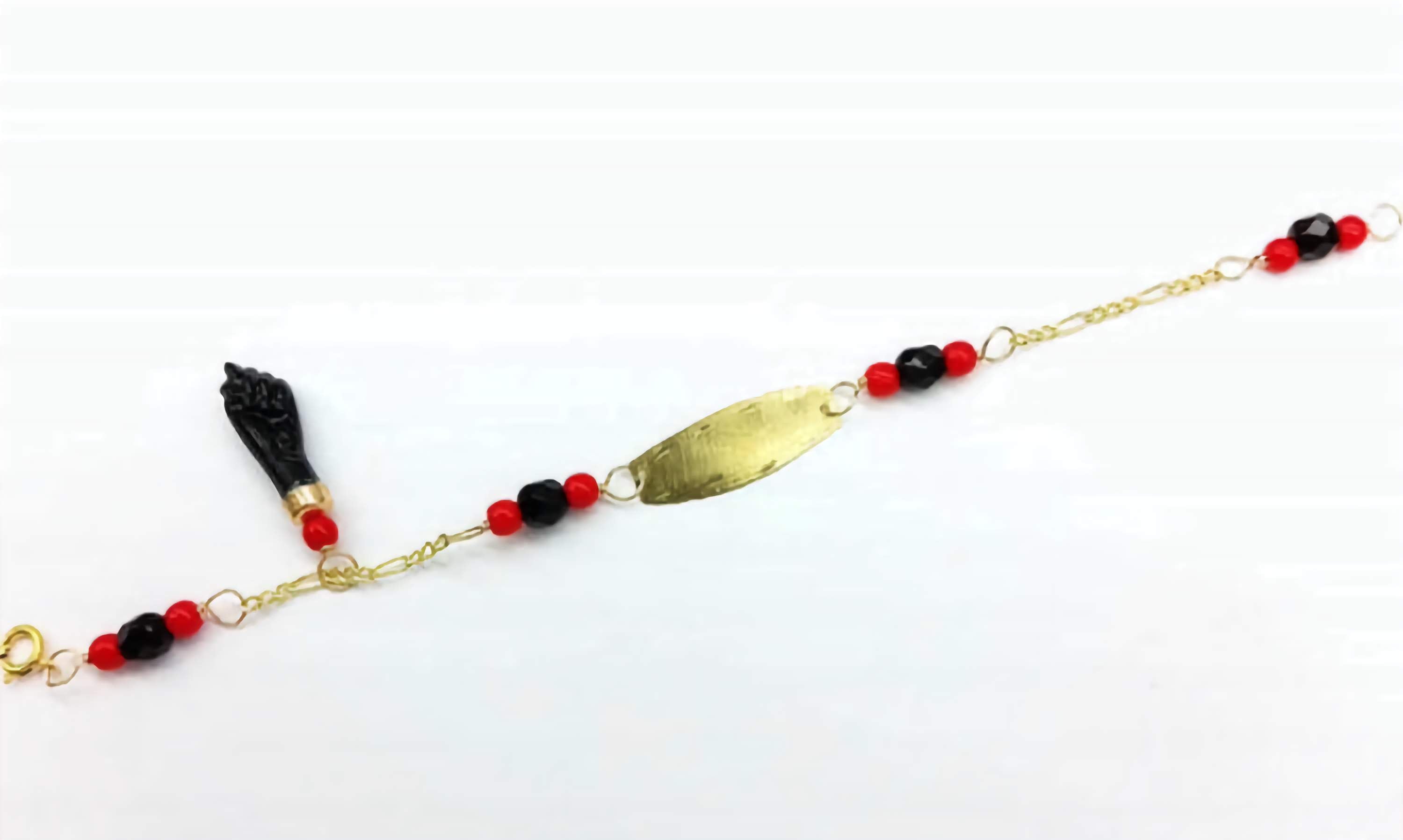 Pulsera Mano de Azabache 10K Oro Puro Para Bebe Jewelry And Perfumes