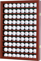Flag Connections 80 Novelty/Souvenir Golf Ball Display Case Holder Cabinet, (Mahogany Finish) The Military Gift Store