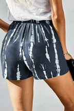 Gray Tie Dye Drawstring Shorts - Boho Summer Casual