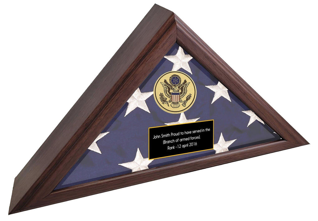 Personalized Army Flag Display Case, Army medallion flag  box American Made  - US Army Retirement Gift, Army Burial Flag Display case The Military Gift Store