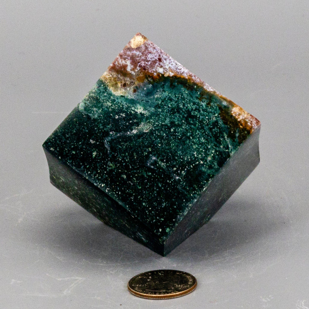 Green Jasper Cube with Cut Corner - Natural Crystal Stone 398g Crystal Destiny