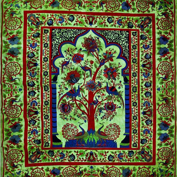 Tree Of Life Peacock Tapestry Green Wall Hanging Decor BandsCo Straps