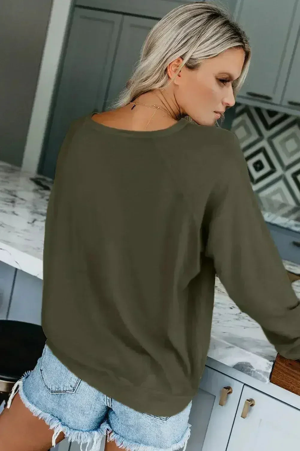 Green French Terry Cotton Blend Sweatshirt - SJB-DIAMOND ELITES
