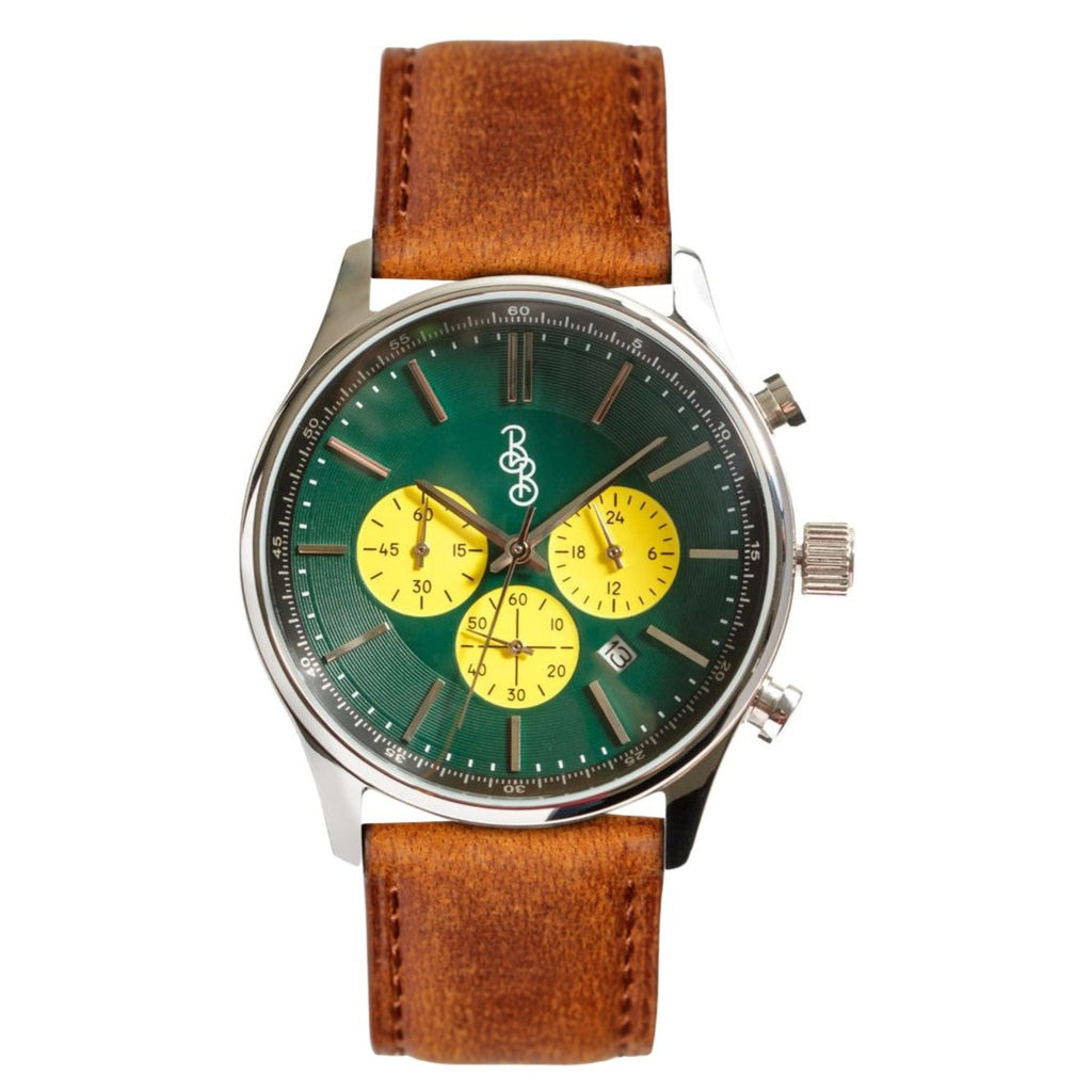 Green and Yellow Chronograph The Beyond Boring Watch Company