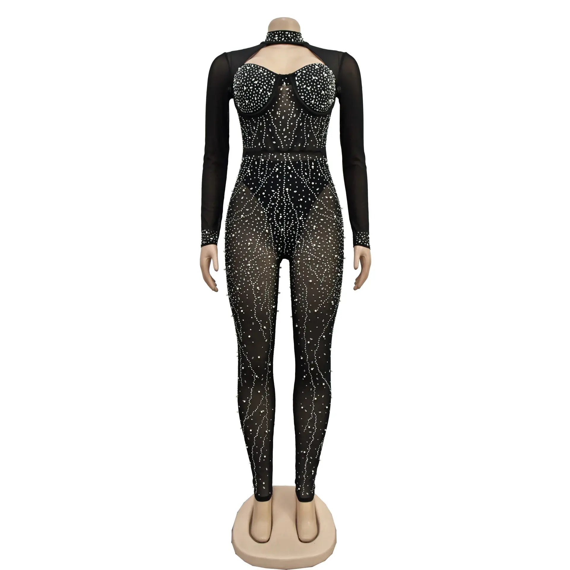 Sheer MeshSee Through Jumpsuit Pi-Mart