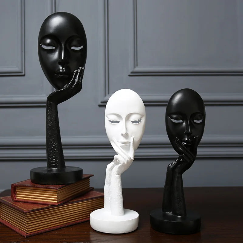 3D Face Mask Abstract Sculpture, Home Decoration Statue, Table Decorations Accessories, Art Figurine, Living Room Decor Lootquake LLC