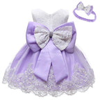 Modern luxury Baby Elegant Baby Girls 1st Year Birthday Dress Halloween Costume Party Dress For Baby And Girls With Big Bow And Modern Unique Colors