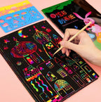 Magic Rainbow Color Scratch Art Paper Card Set With Graffiti Stencil Drawing Board Stick Art Painting Educational Toys - SJB-DIAMOND ELITES