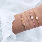 Fashion Bohemia Leaf Round Knot Cuff Bangle Gold Chain Charm Bracelet  for Women Simple Geometric Bracelets Luxury Jewelry - SJB-DIAMOND ELITES