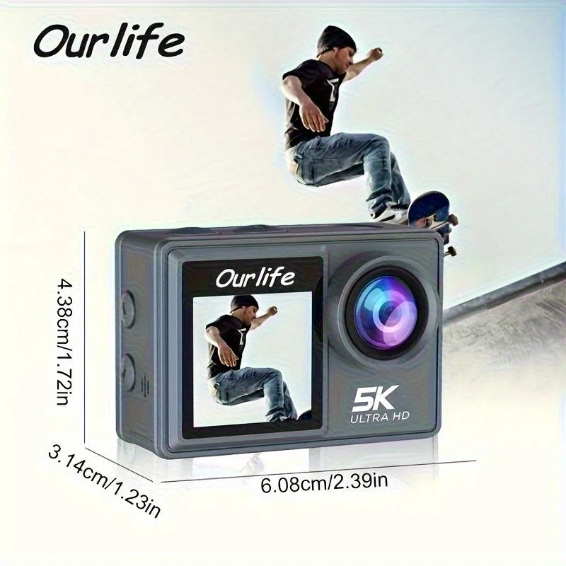 50MP photo mini wifi sport cam anti shaking 2.0 inch dual screen 5K ultra hd 1080P 120fps remote controller action camera Lootquake LLC
