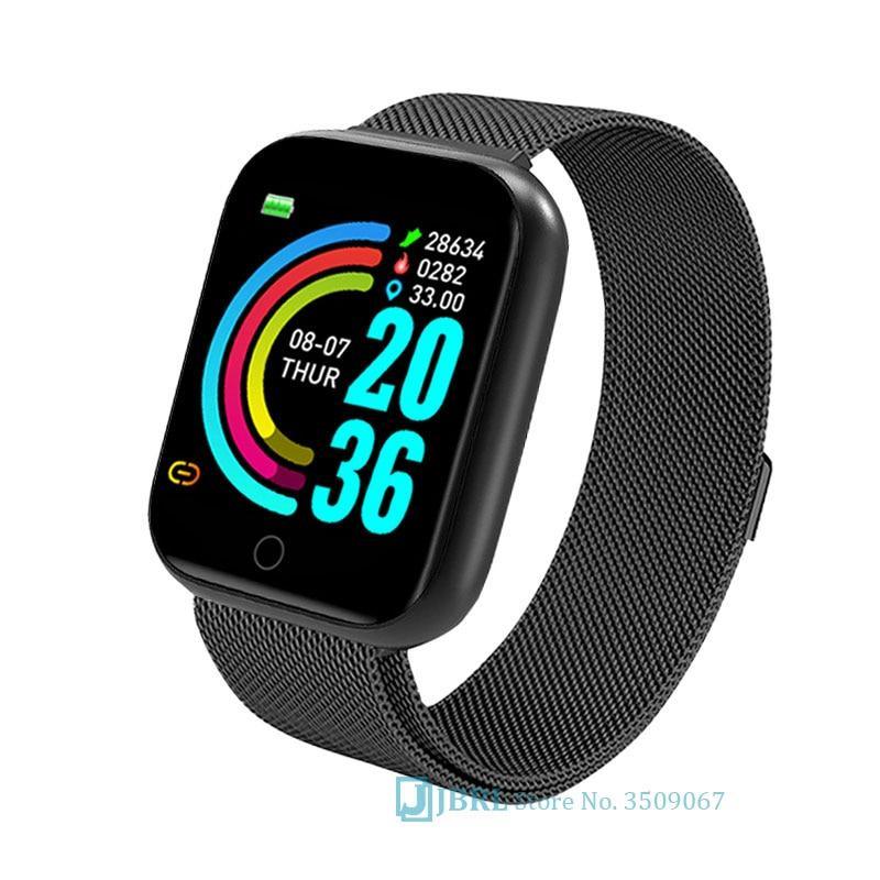 Luxury NEW Fashion Style Stainless Steel Smart Watch For Women and Men Electronics Sport Wrist Watch For Android IOS Square Smartwatch Smart - SJB-DIAMOND ELITES