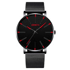 Minimalist Men's Fashion Ultra Thin Watch Simple Men Business Stainless Steel Mesh Belt Quartz Watch Relogio Masculino - SJB-DIAMOND ELITES
