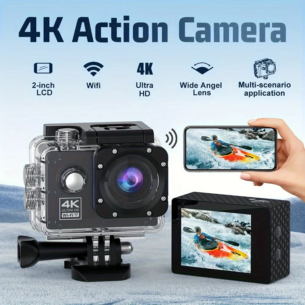 New 4K Wifi Action Camera Loop Recording 16MP Outdoor Sports Cameras with Wide Angle Lootquake LLC