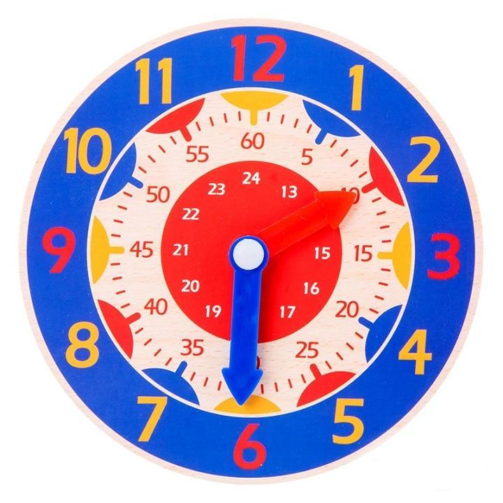 Children Montessori Wooden Clock Toys Hour Minute Second Cognition Colorful Clocks Toys for Kids Early Preschool Teaching Aids - SJB-DIAMOND ELITES