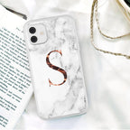 White A-Z Marble Texture Phone Cover For Iphone 12 Mini Soft Silicone Back Case Solid Name Phone Case Luxury Screen Camera Protection Shockproof Soft Cover Stevvex