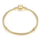 Luxury Modern High Quality Authentic Silver Color Snake Chain Fine Bracelet Fit European Charm Bracelet for Women With Heart and Star - SJB-DIAMOND ELITES