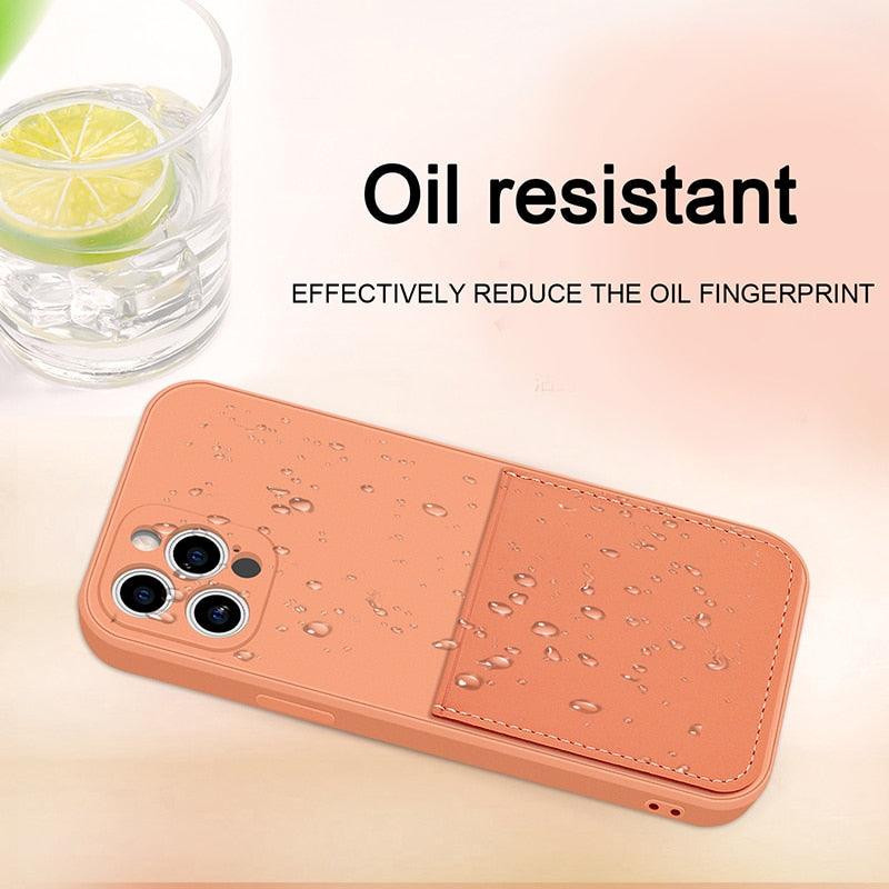 Simple Wallet Case For iphone Silicone Case For iphone 13 12 11 Pro Max Mini With Card Holder Cover Classic Silicone Full Protection Anti-Scratch Shockproof Case Stevvex