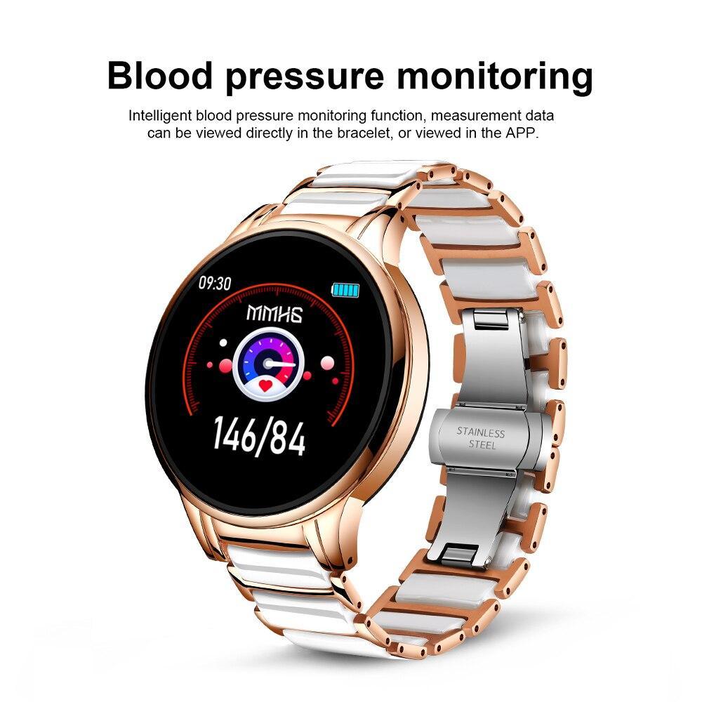 New Ceramic Smart Sport Fitness Watch For Women With Heart Rate Blood Pressure Monitor For Android and  IOS Sistems Sport Multifunctional Steel Belt Smartwatch - SJB-DIAMOND ELITES