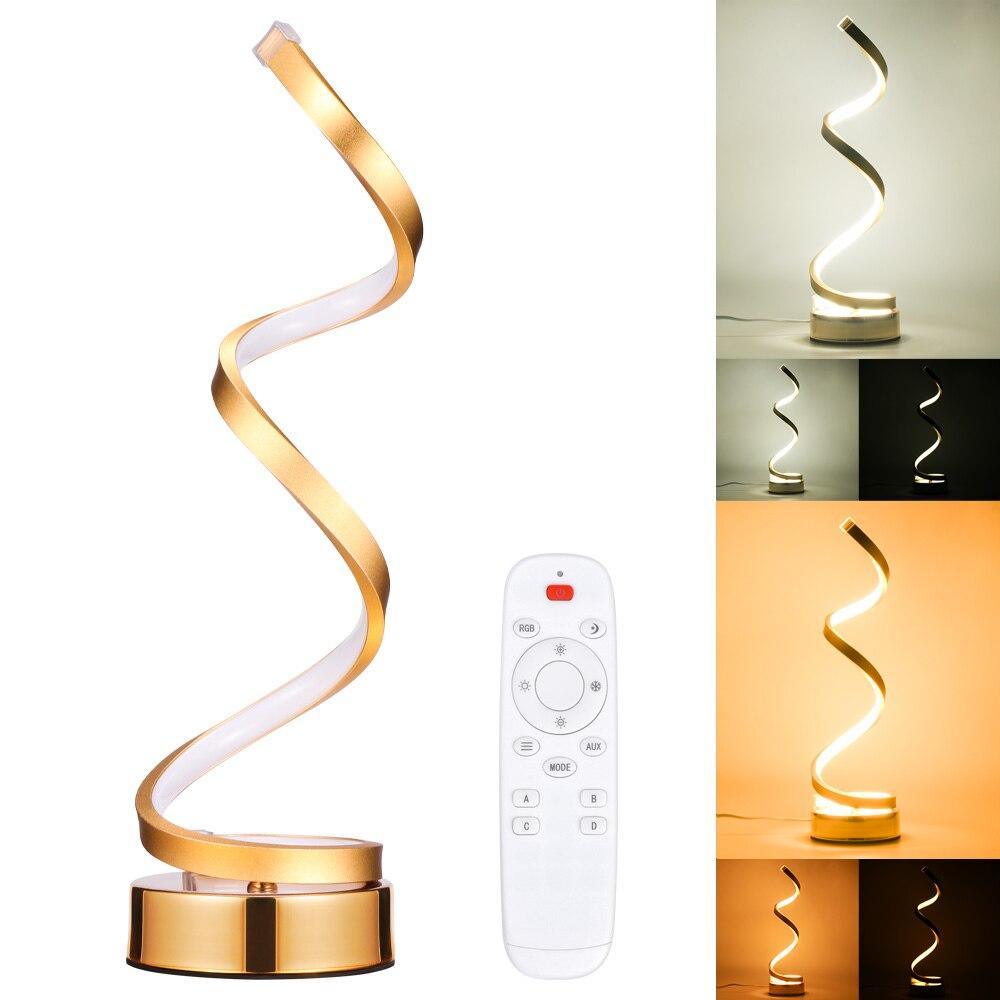 LED Spiral Table Lamp Modern Curved Desk Bedside Lamp Dim able Warm White Light For Living Room And Bedroom - SJB-DIAMOND ELITES