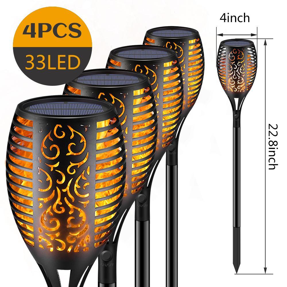 33/96 LED Solar Stainless Steel Torch Lamp For Yard Garden Pathway Doorway Courtyard - SJB-DIAMOND ELITES